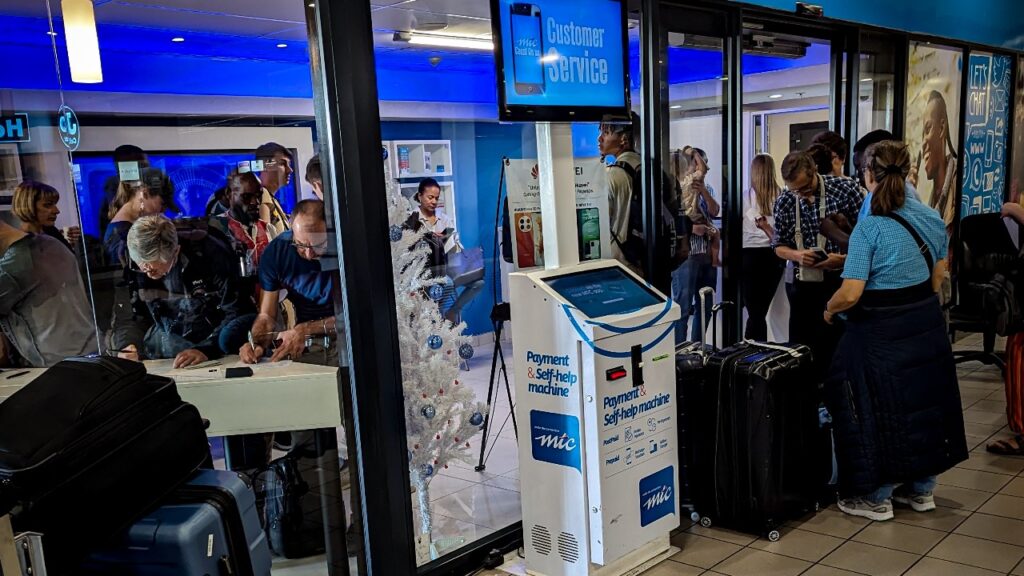 Shop front of the MTC Mobile Home based at Hosea Kutako International Airport