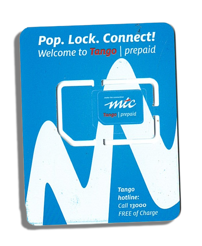 Scan of the MTC Sim card that is sold in Namibia